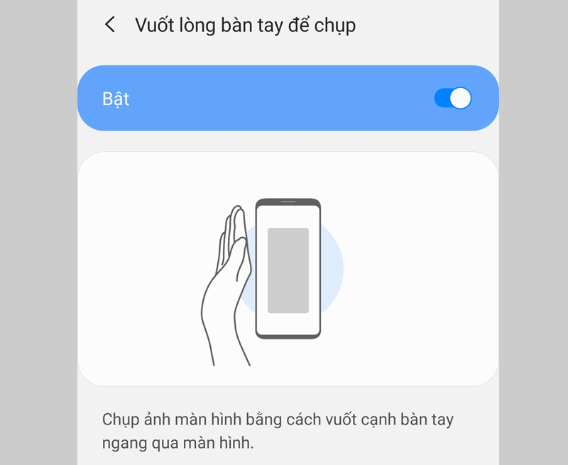 Vuốt lòng bàn tay để chụp